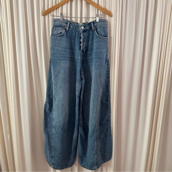 Free People Westward Demi Barrel Jeans We The Free Size 27 - Picture 2 of 5